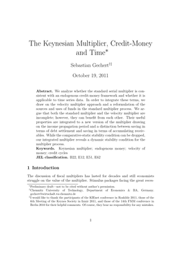 The Keynesian Multiplier, Credit-Money and Time∗