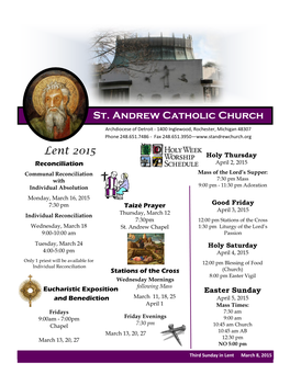 St. Andrew Catholic Church Lent 2015