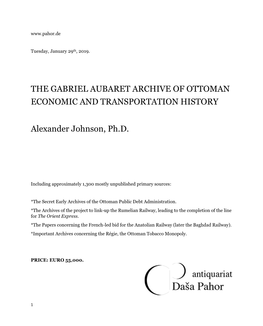 The Gabriel Aubaret Archive of Ottoman Economic and Transportation History