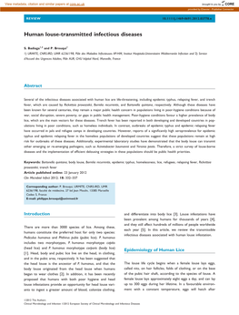 Human Louse-Transmitted Infectious Diseases