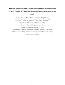 Unveiling the Coexistence of Cis and Trans Isomers in the Hydrolysis of Zro2: a Coupled DFT and High-Resolution Photoelectron Sp