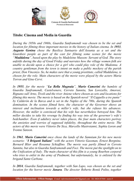 Titolo: Cinema and Media in Guardia