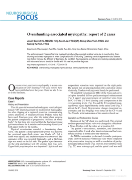 Overshunting-Associated Myelopathy: Report of 2 Cases