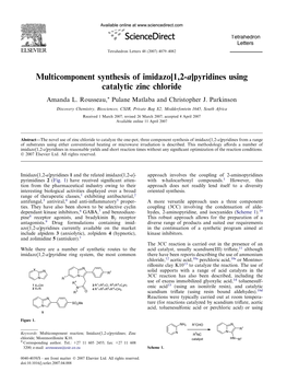 Pyridines Using Catalytic Zinc Chloride Amanda L