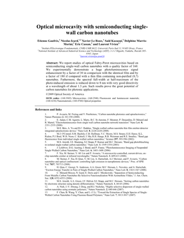 Optical Microcavity with Semiconducting Single- Wall Carbon Nanotubes