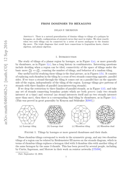 Arxiv:Math/0405482V2 [Math.CO] 12 Sep 2016 (A) Lozenge Tiling (B) Lozenge Dual (C) Rhombus Tiling (D) Rhombus Dual