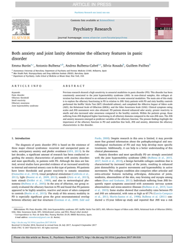 Both Anxiety and Joint Laxity Determine the Olfactory Features in Panic Disorder