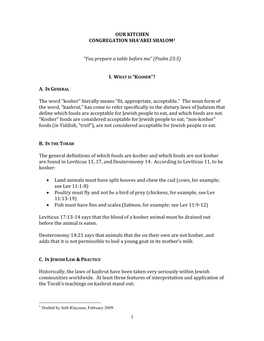 Kashrut Standards Outlined Within It