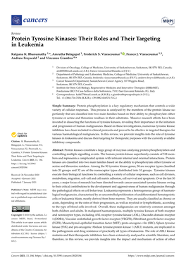 Protein Tyrosine Kinases: Their Roles and Their Targeting in Leukemia