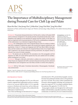 The Importance of Multidisciplinary Management During Prenatal Care for Cleft Lip and Palate