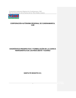 Corporación Autónoma Regional De Cundinamarca, CAR Plan De Ordenación De La Cuenca De Los Ríos Ubaté Y Suárez