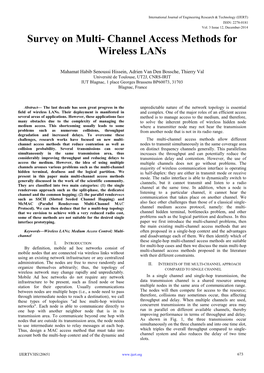 Survey on Multi- Channel Access Methods for Wireless Lans