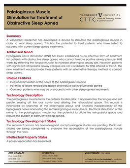 Palatoglossus Muscle Stimulation for Treatment of Obstructive Sleep Apnea