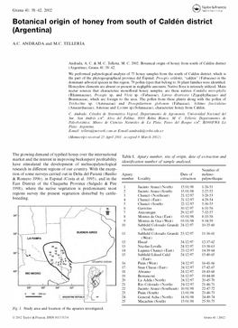 Botanical Origin of Honey from South of Calden District