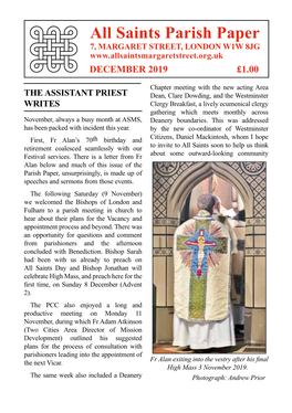 All Saints Parish Paper 7, MARGARET STREET, LONDON W1W 8JG DECEMBER 2019 £1.00