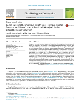 Gastro-Intestinal Helminths of Goliath Frogs