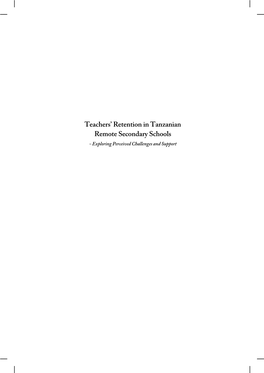 Teachers' Retention in Tanzanian Remote Secondary Schools