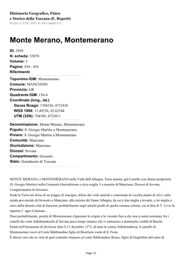 Monte Merano, Montemerano