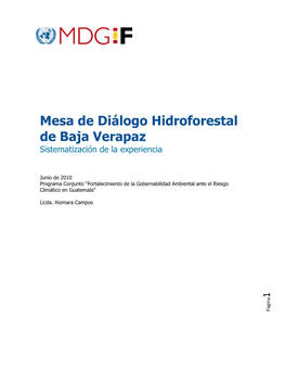 Mesa Hidroforestal De Baja Verapaz, Guatemala. Sistematización De La