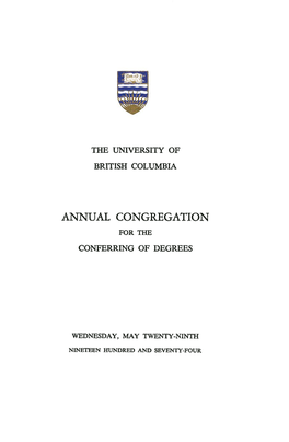Annual Congregation for The