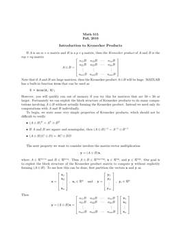 Introduction to Kronecker Products