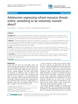 Adolescents Expressing School Massacre Threats Online