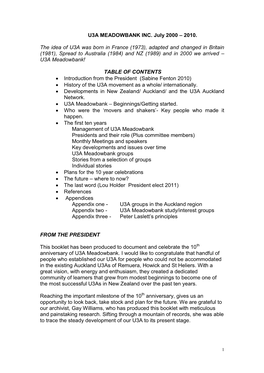 History Booklet U3A Meadowbank 2000-2010