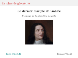 Histoires De Géométrie Le Dernier Disciple De Galilée