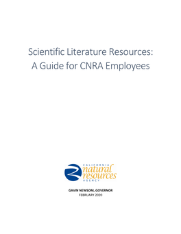 Scientific Literature Resources: a Guide for CNRA Employees