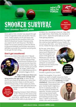 SNOOKER SURVIVAL Edition Your Snooker Health Guide Accident
