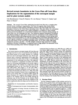 Revised Tectonic Boundaries in the Cocos Plate Off Costa Rica Implications for the Segmentation of the Convergent Margin And