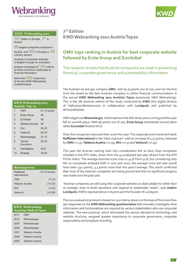 7Th Edition KWD Webranking 2011 Austria Top20 OMV Tops Ranking In