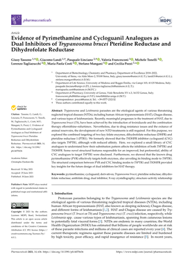 Evidence of Pyrimethamine and Cycloguanil Analogues As Dual Inhibitors of Trypanosoma Brucei Pteridine Reductase and Dihydrofolate Reductase