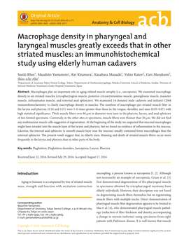 Macrophage Density in Pharyngeal and Laryngeal Muscles Greatly Exceeds That in Other Striated Muscles: an Immunohistochemical Study Using Elderly Human Cadavers