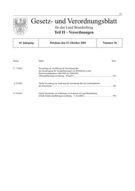 Und Verordnungsblatt Teil II, 2003