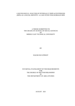 A Sociological Analysis of Internally Displaced Persons (Idps) As a Social Identity: a Case Study for Georgian Idps