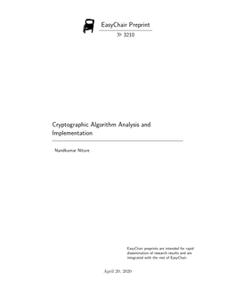 Cryptographic Algorithm Analysis and Implementation