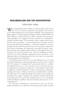 Neoliberalism and the Discontented