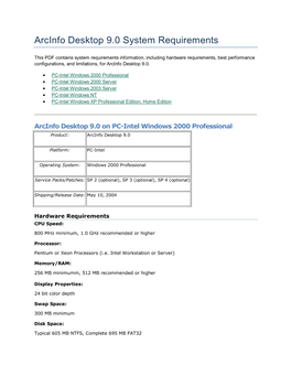 Arcinfo Desktop 9.0 System Requirements