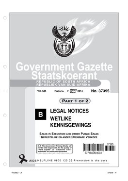 Government Gazette Staatskoerant REPUBLIC of SOUTH AFRICA REPUBLIEK VAN SUID-AFRIKA March Vol