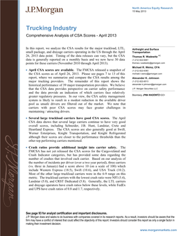 Trucking Industry Comprehensive Analysis of CSA Scores - April 2013