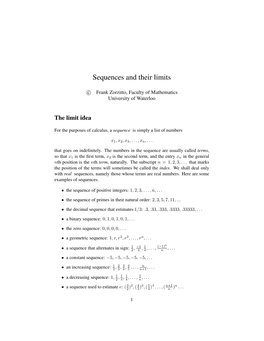 Sequences and Their Limits