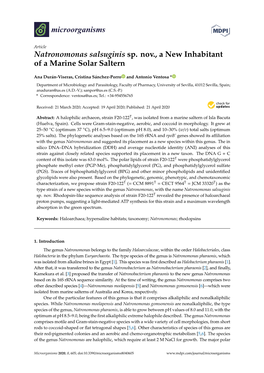 Natronomonas Salsuginis Sp. Nov., a New Inhabitant of a Marine Solar Saltern