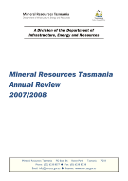 Mineral Resources Tasmania Annual Review 2007/2008
