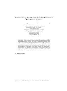 Benchmarking Models and Tools for Distributed Web-Server Systems