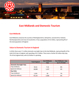 East Midlands and Domestic Tourism