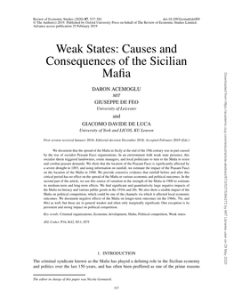 Causes and Consequences of the Sicilian Mafia