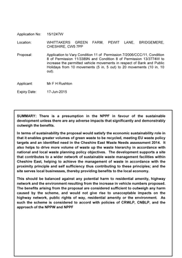 WHITTAKERS GREEN FARM, PEWIT LANE, BRIDGEMERE, CHESHIRE, CW5 7PP Proposal