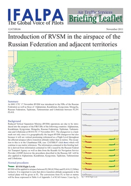 Introduction of RVSM in the Airspace of the Russian Federation and Adjacent Territories