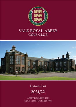 Vale Royal Abbey Fixtures List 2021/22